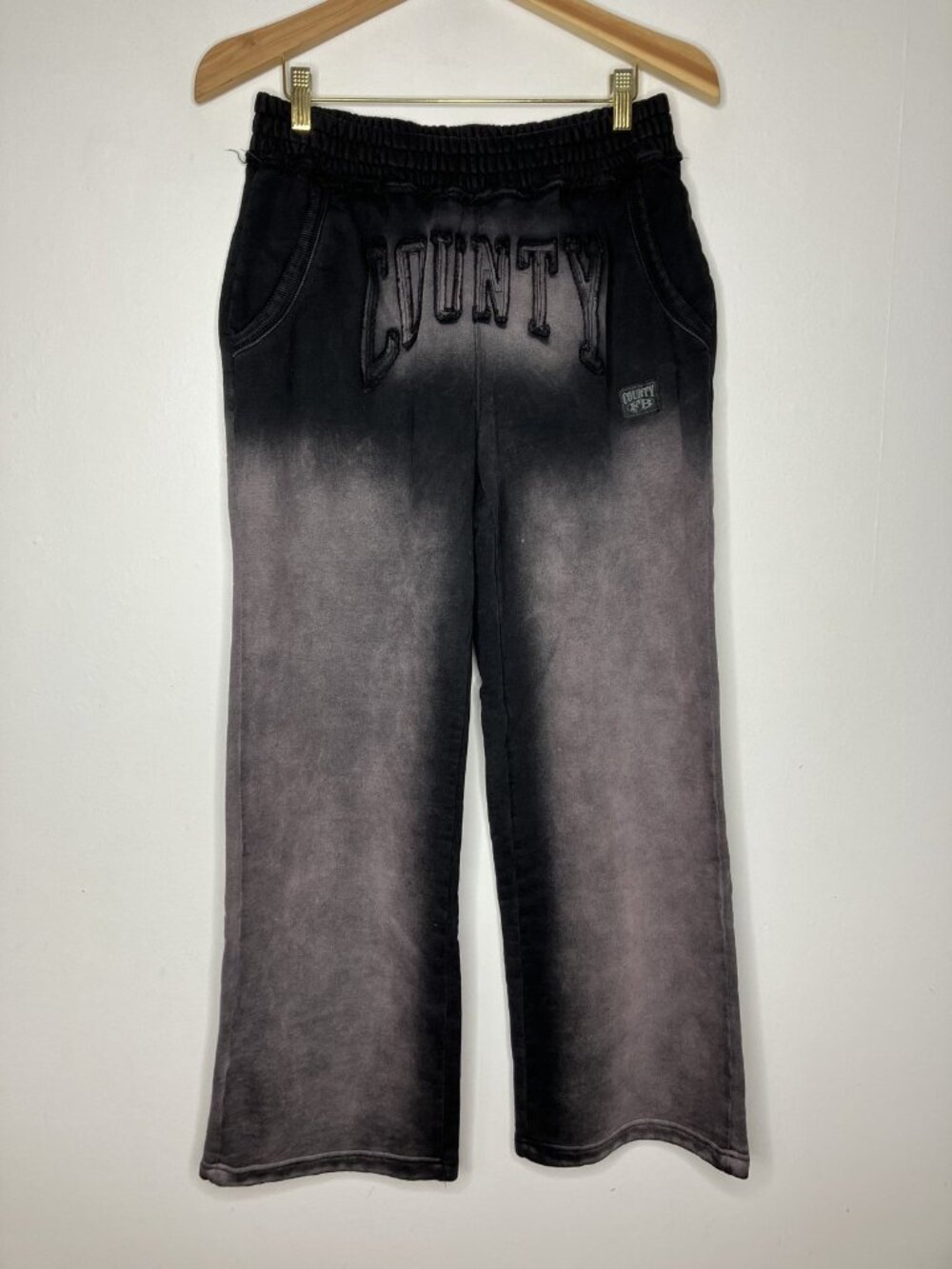 COUNTY FB Women's Medium Black Gray Ombre Wide Leg Sweatpants